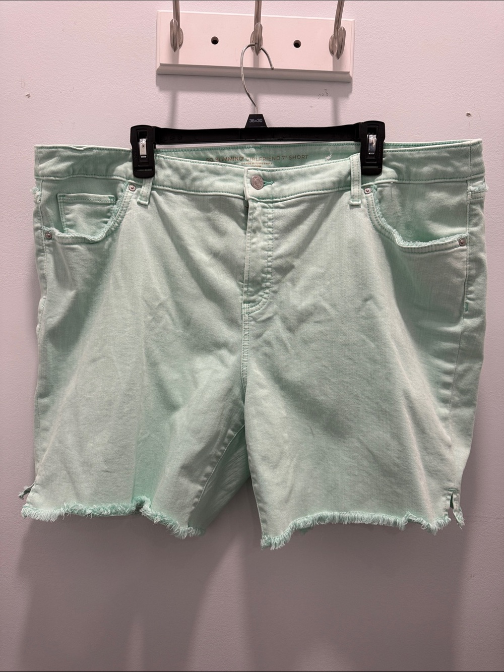 Chico's Mint Frayed Hem Jean Shorts